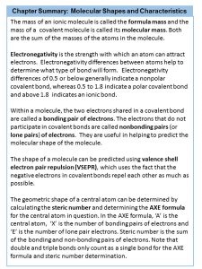 CH105: Chapter 4 - The Shape and Characteristics of Compounds - Chemistry