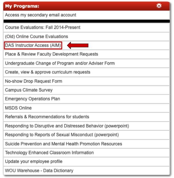 Screenshot-2025-09-02-154855 Screenshot of "My Programs" in Portal indicating where to find DAS Instructor Access (AIM)