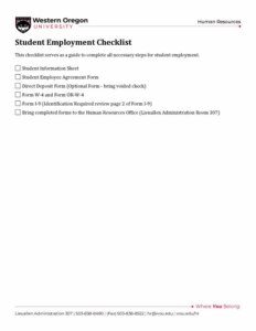 student-employment-checklist Student Employment Checklist