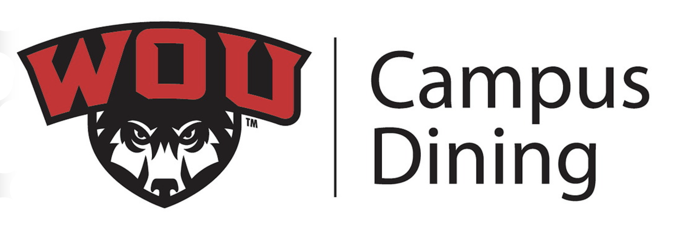 Campus Dining Logo A logo of a wolf with WOU above, to the right the text reads: Campus Dining