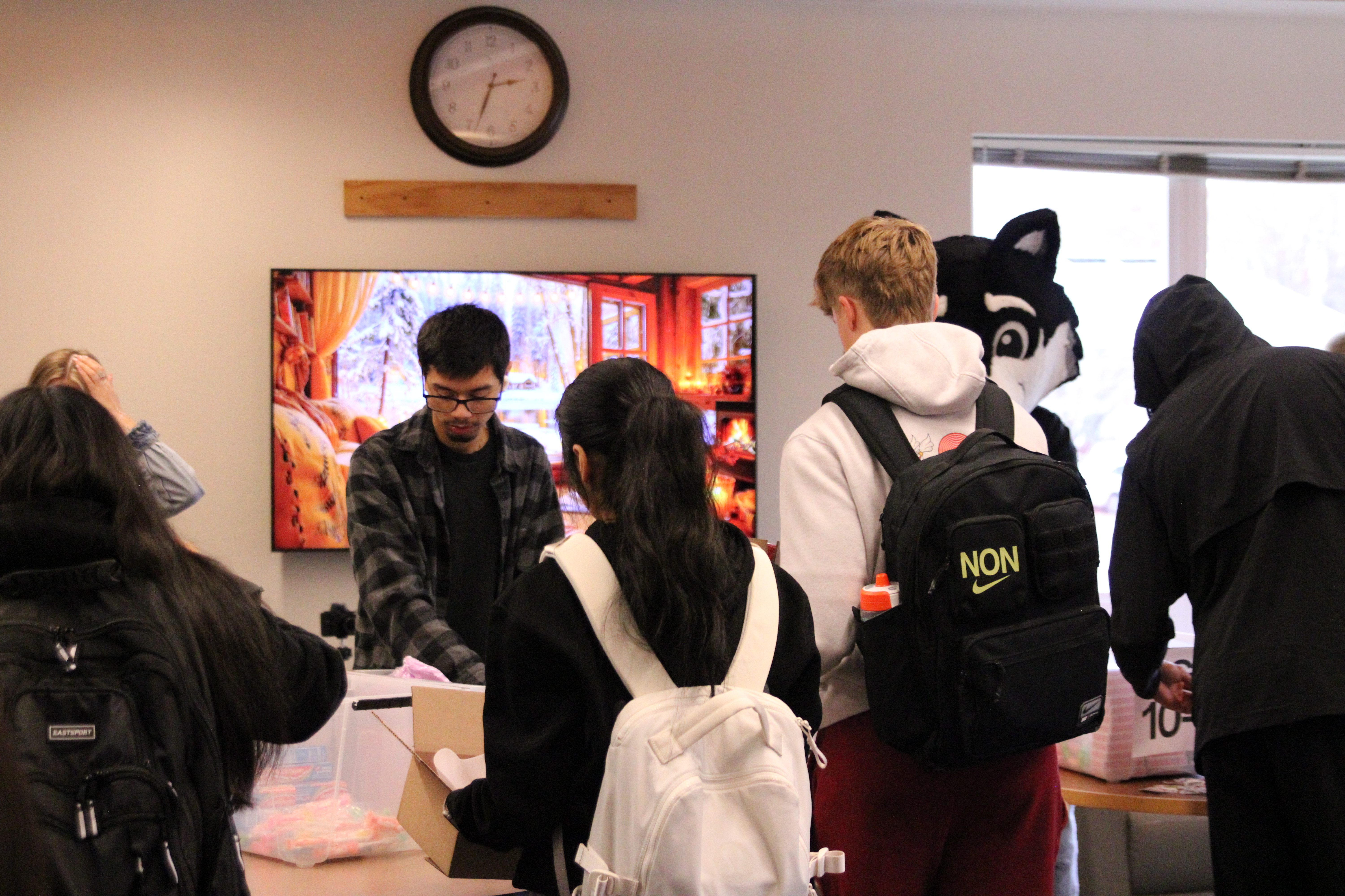Students making care boxes.