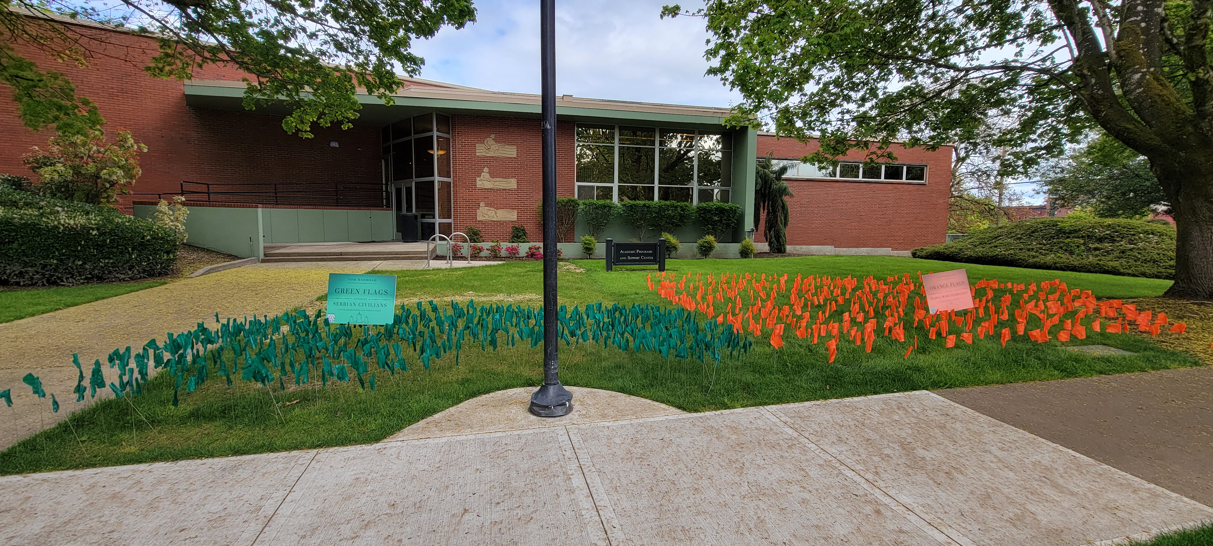 Green and orange flags
