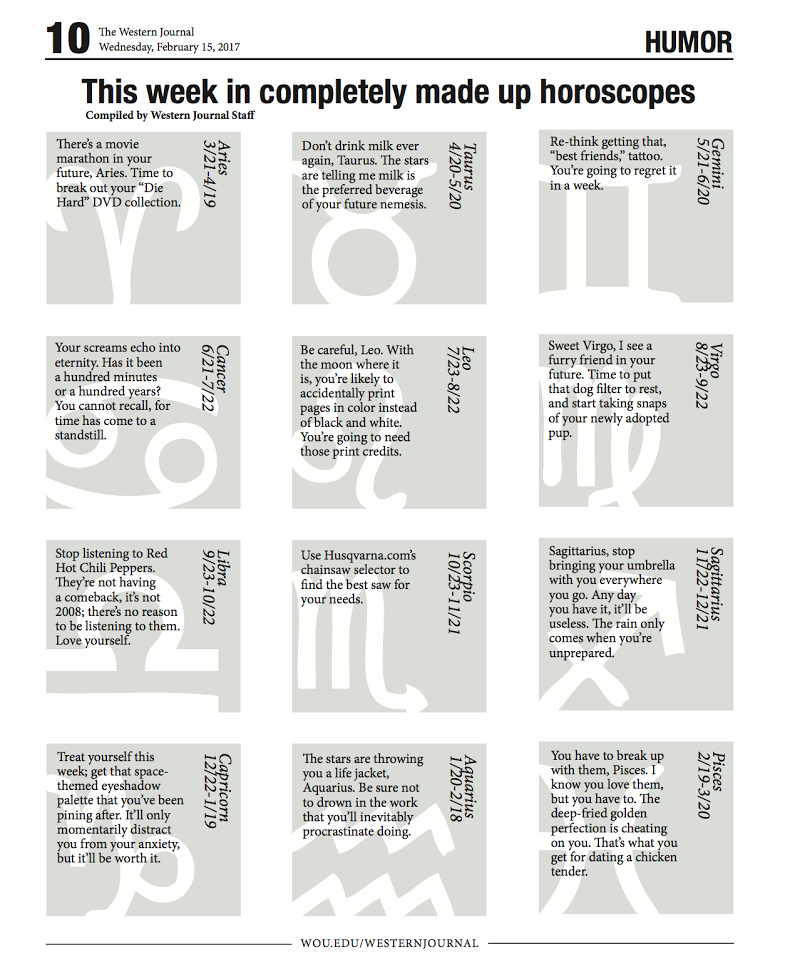 This week in completely made up horoscopes
