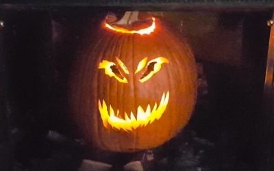 Students display their jack-o’-lanterns