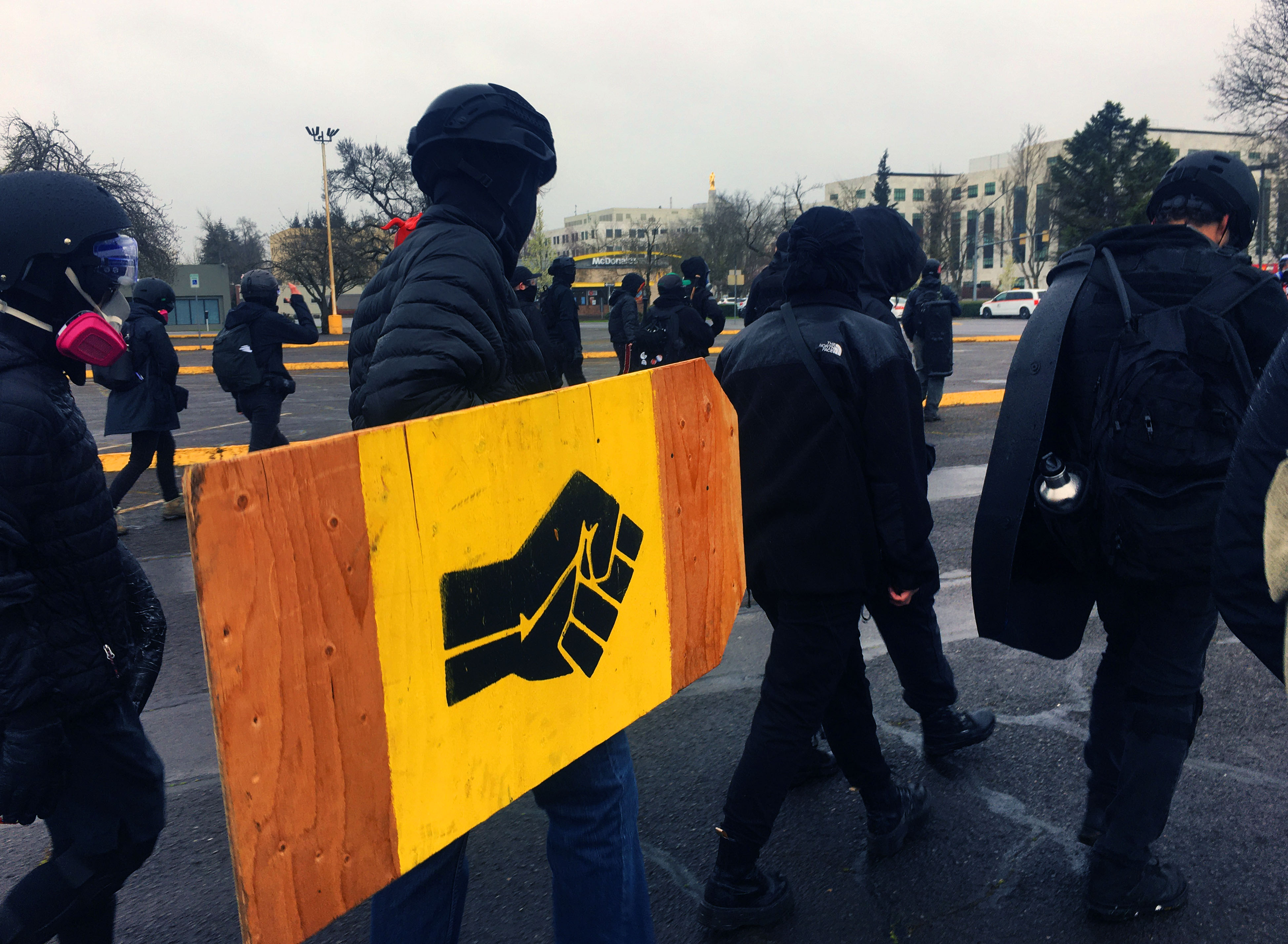 Right and left wing supporters clash at the Capitol