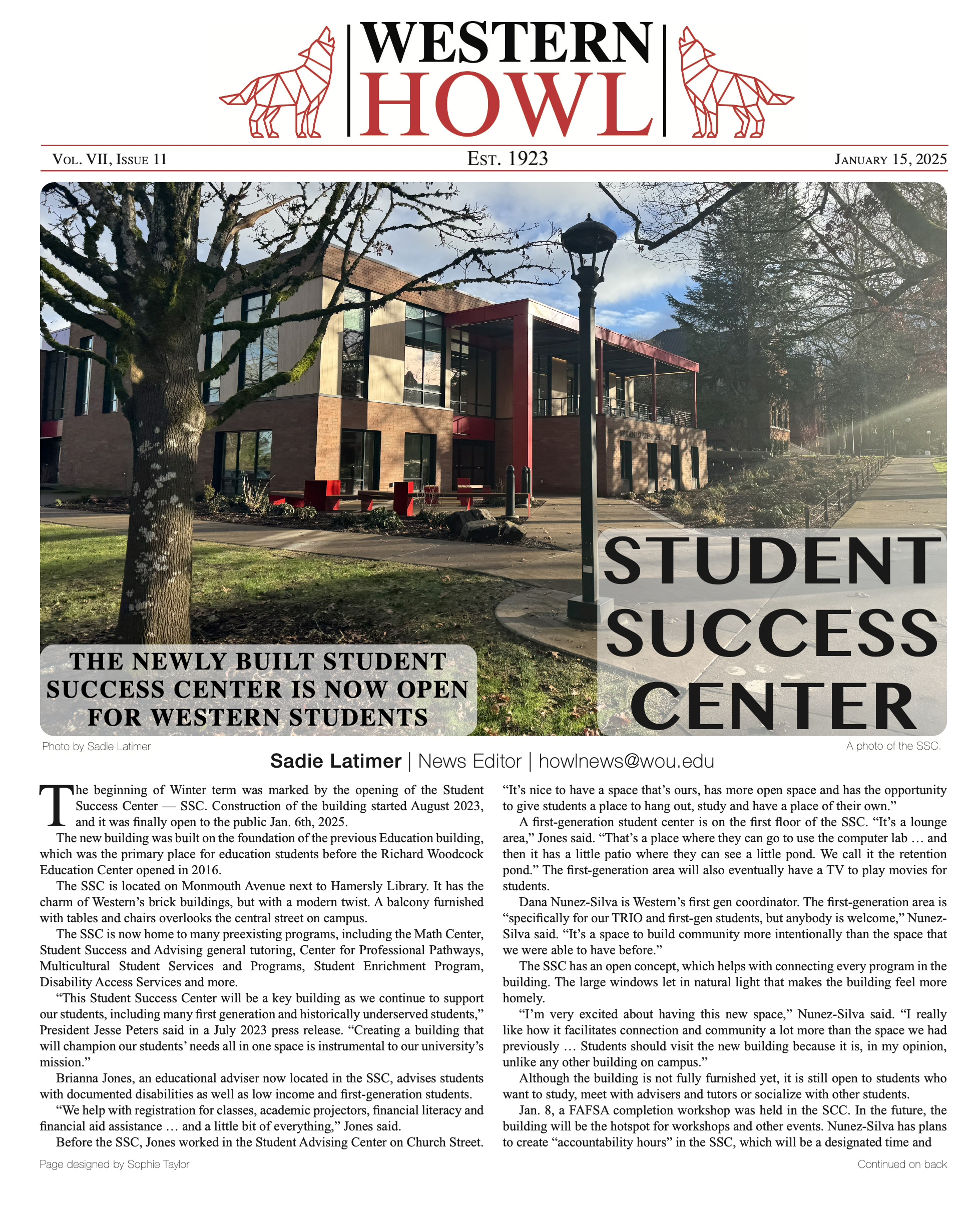 Western Howl Vol. VII, Issue 11 - January 15, 2025