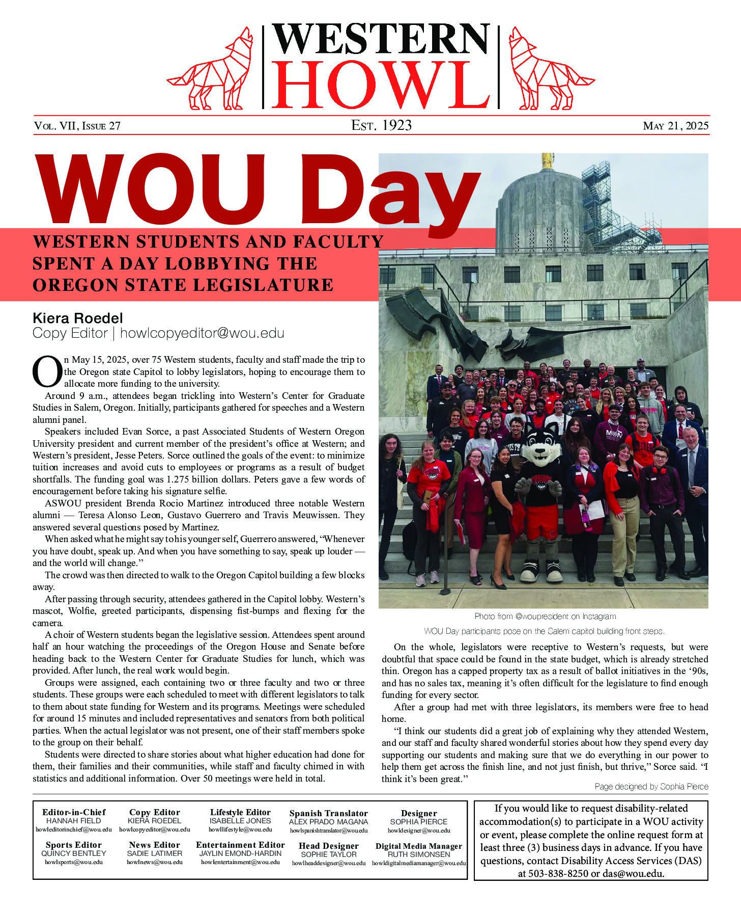Western Howl Vol. VII, Issue 27 - May 21, 2025