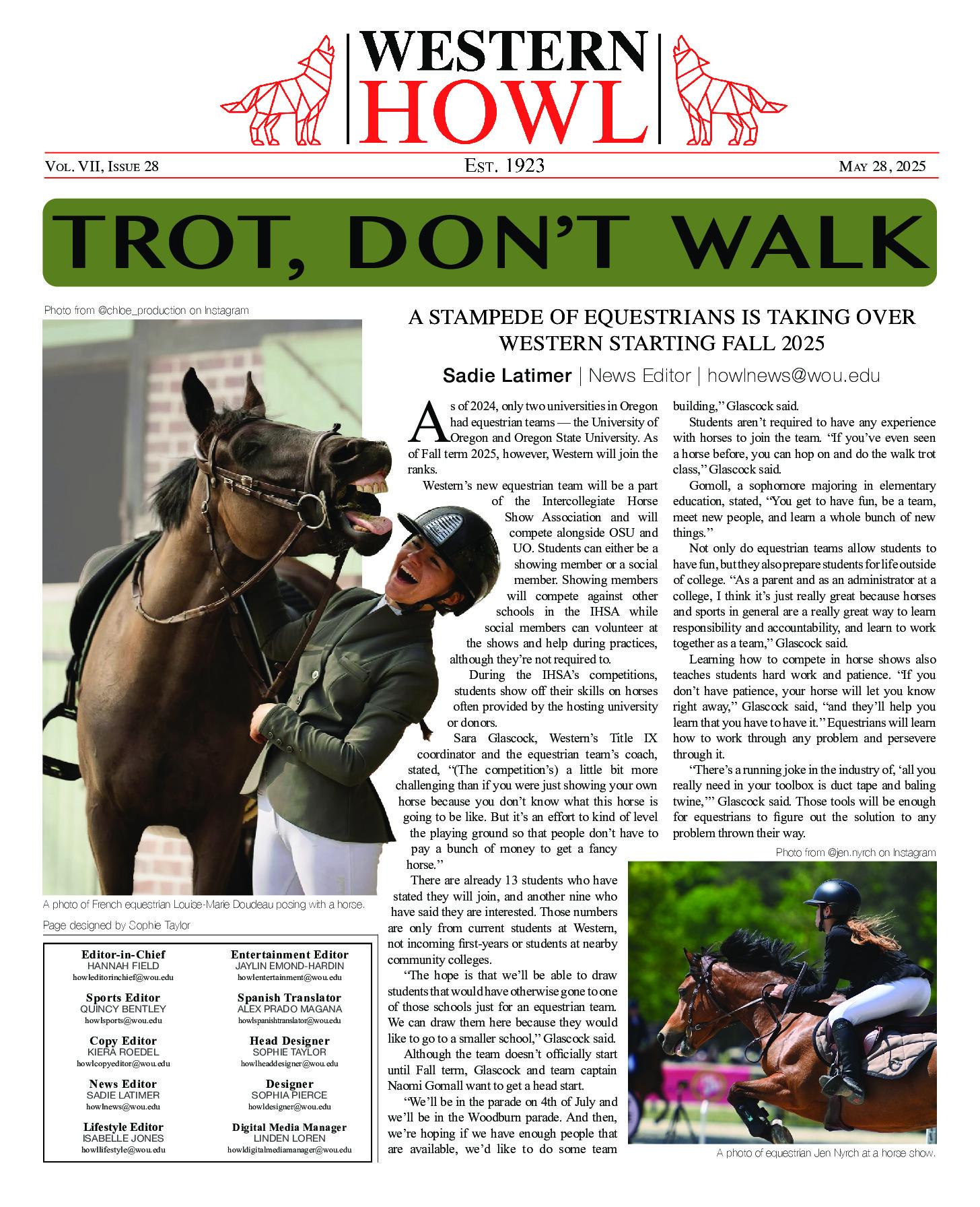 Western Howl Vol. VII, Issue 28 - May 28, 2025