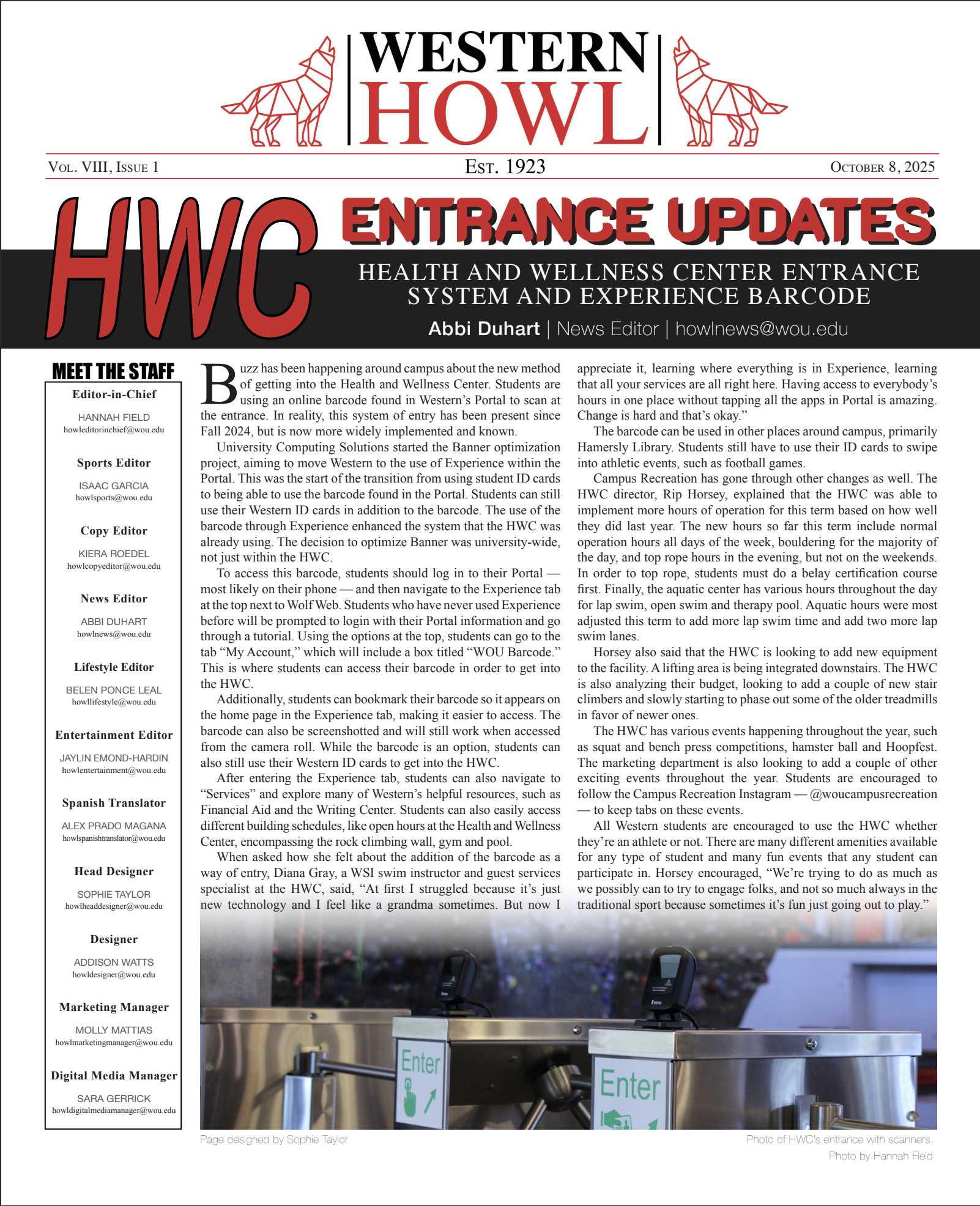 Western Howl Vol. VIII, Issue 1 - October 8, 2025